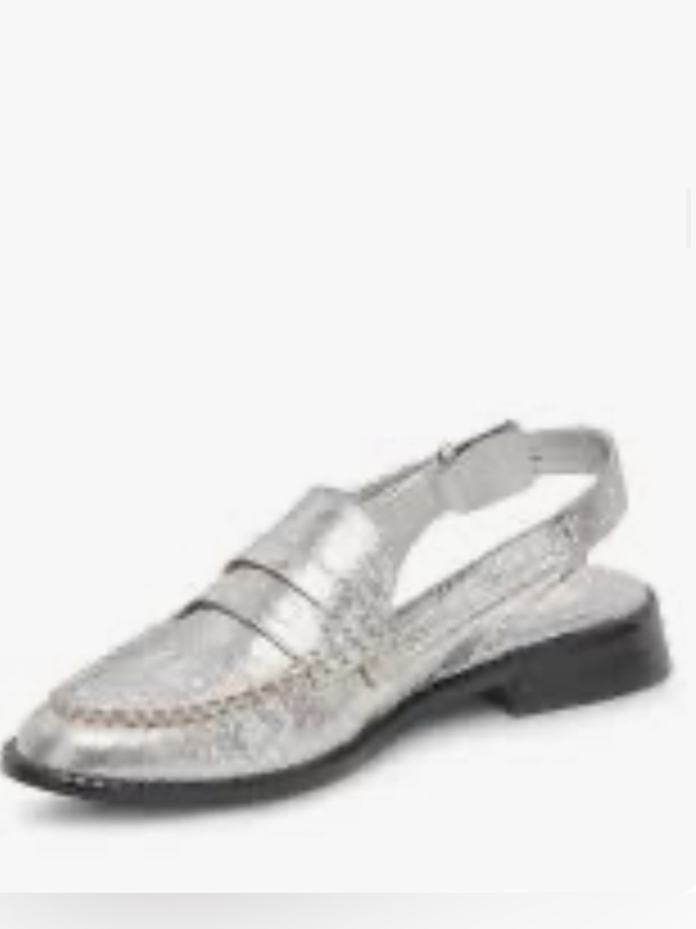 Dolce Vita Hardi Slingback Loafer Silver Crackled Leather Slip-On Flats